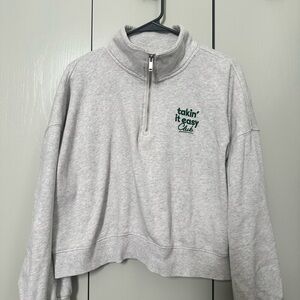 Old Navy Light Gray Half-Zip Sweater